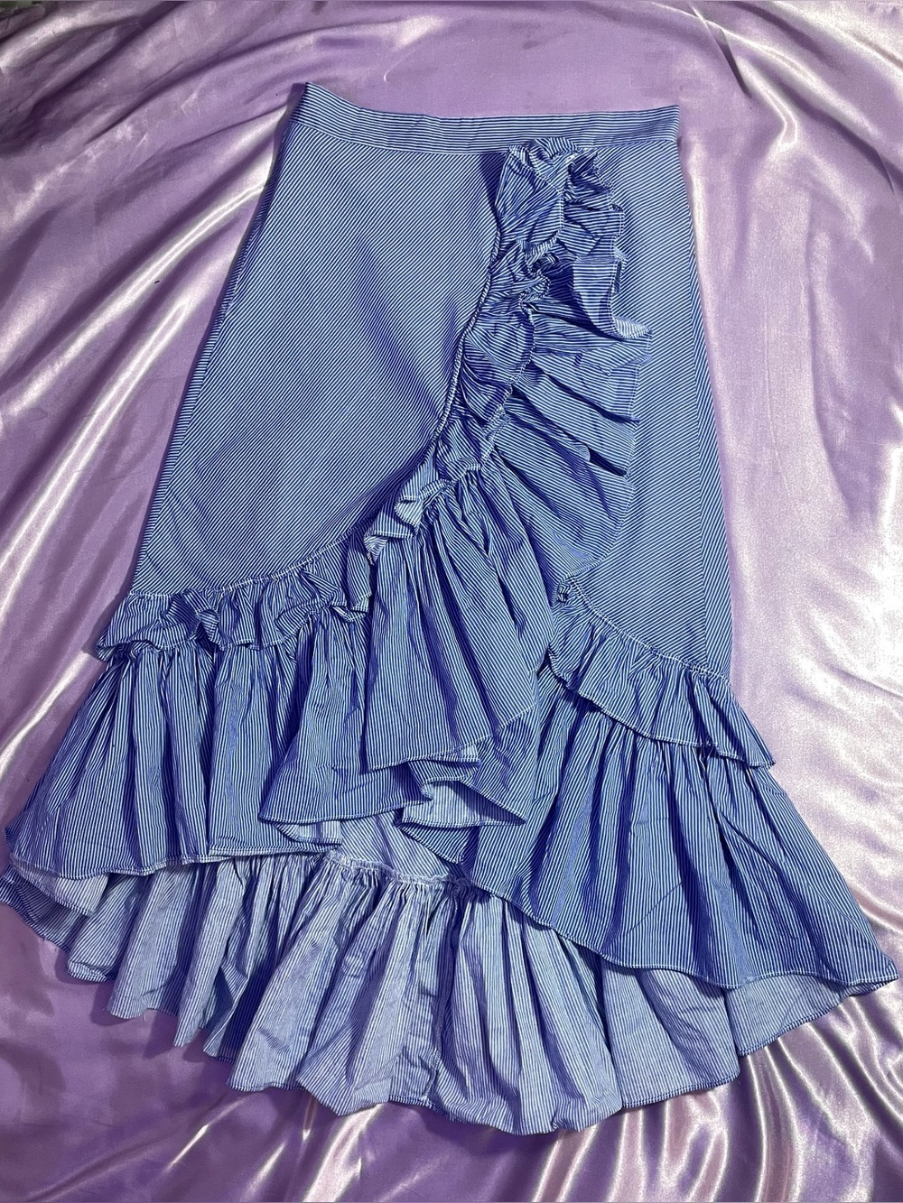 Romantic asymmetrical high low midi skirt by chicwish with ruffles coquette S